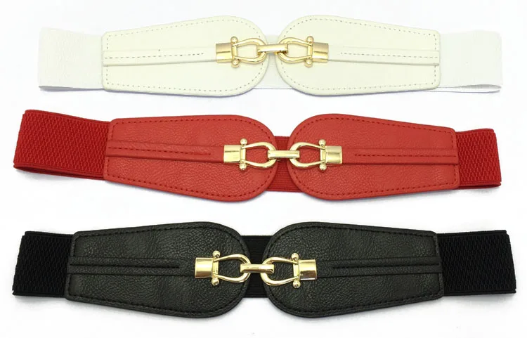 Thiết Kế mới Eo Cummerbunds Cho Phụ Nữ Đàn Hồi Waistbands Thắt Lưng màu đỏ cho ăn mặc vàng khóa Dây Thắt Lưng Rộng Fashion Lady coat thắt lưng