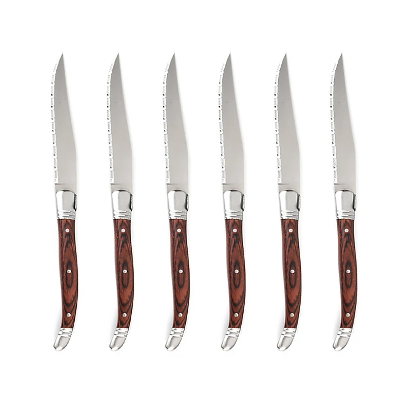 

Laguiole style Wood Steak Knives Stainless Steel Cutlery Steak Knives Dinner Knife Red Wood Handle Dinner Knife Tableware set