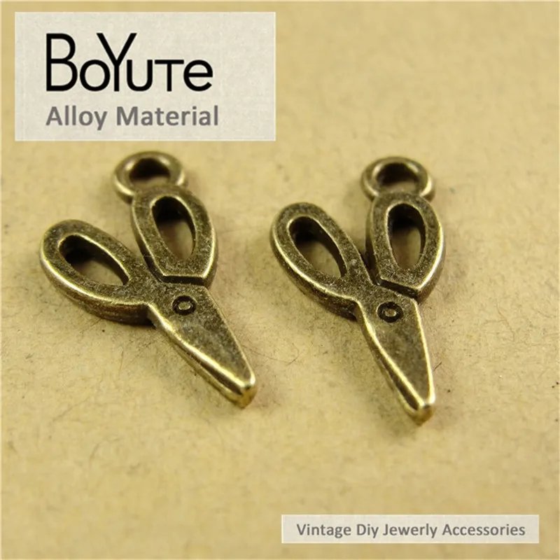 BoYuTe (200 Pieces/Lot) 10*15MM Antique Bronze Zinc Alloy Scissor Charms Pendant Diy Jewelry Findings Accessories Wholesale