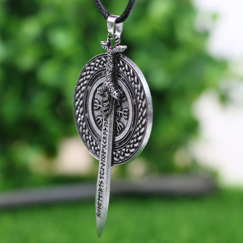 LANGHONG นอร์ดิกไวกิ้งจี้สร้อยคอ Vegvisir RUNE และดาบ Amulet จี้สร้อยคอเครื่องประดับ Talisman