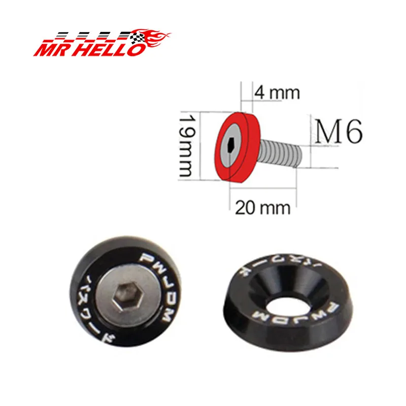 JDM Style Alluminio Fender Rondelle (10 pz/pacco) Rondelle E Bulloni Parafango Rondella Bulloni Della Targa di immatricolazione M6x20