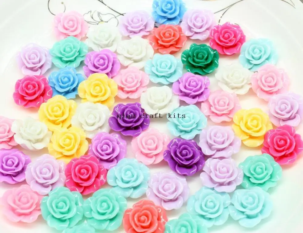 200pcs big 20mm round cabochon rose resin Flat Back Round Resin flower DIY Kawaii Scrapbook Beads Crafts Resin