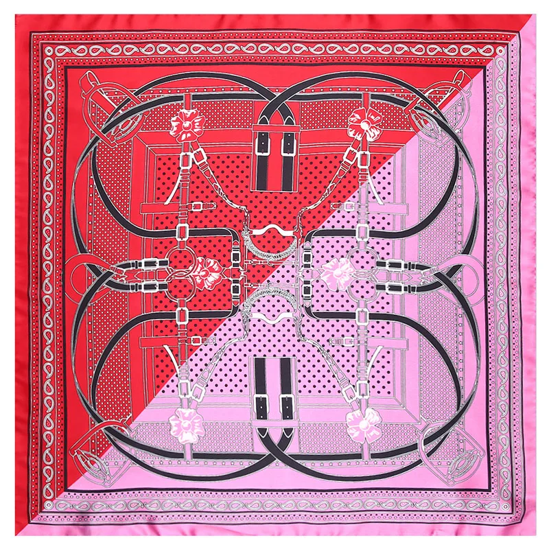 2 Colors Patchwork Square Scarves Bandanna Silk Scarf Women 2023 Fashion Head Band Neck Tie Band Professional Neckerchief
