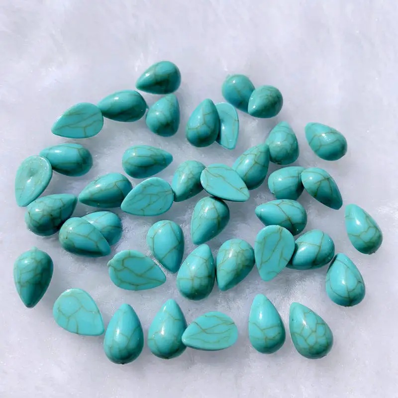 60pcs 8*12mm Tear drop Shape Vintage Turquoise Rhinestones Resin Stick On Rhinestones Stone For Wedding Dress -S434