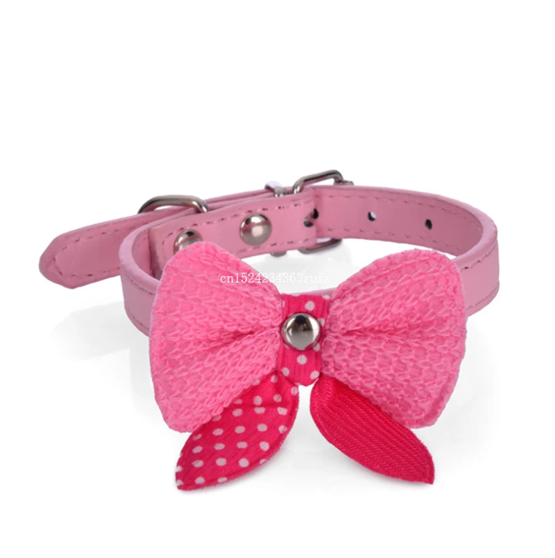 

50pcs Butterfly Pet Collars Pu Leather Small Dog Collar Pet Puppy Necklace with Butterfly Knot