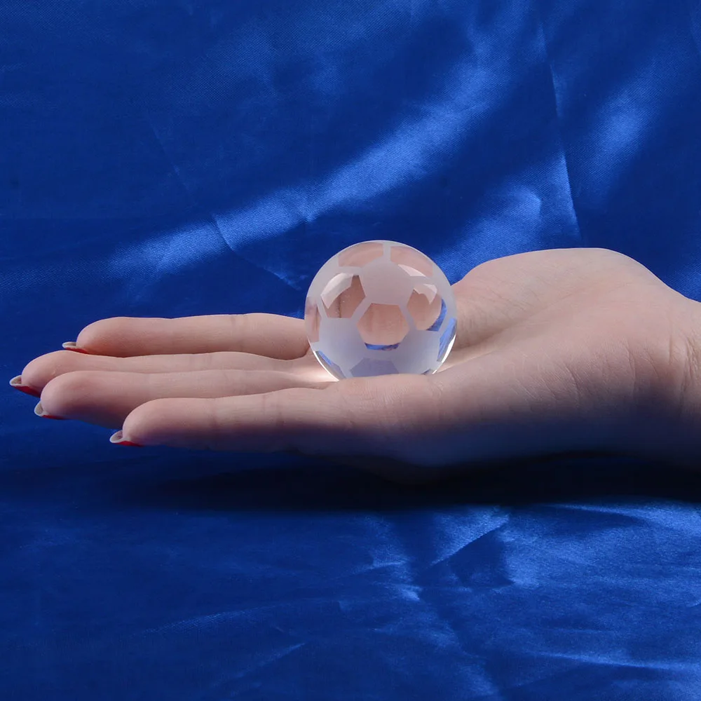 40/50/60/70/80MM Clear Crystal Football Sphere Meditation Paperweight Football Shape Glass Ball Fengshui Decoration