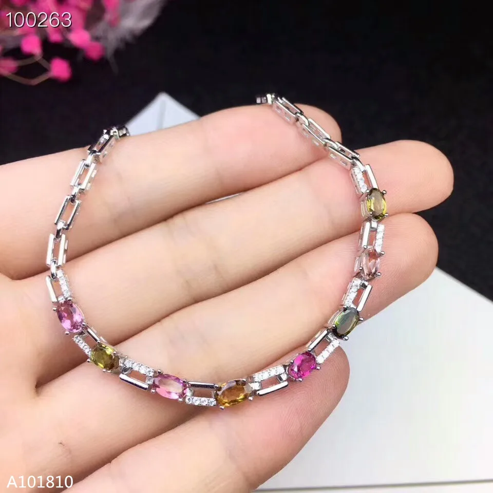 

KJJEAXCMY fine jewelry 925 pure silver natural tourmaline female Bracelet Girlfriend Birthday Party Christmas Wedding Gift