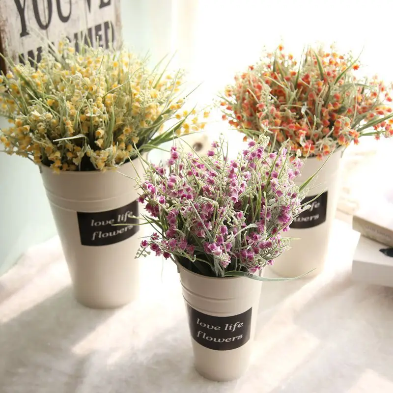 2pcs/lot Artificial Frosted Baby's breath small bell grass flower garden wedding decoration Home Furnishing