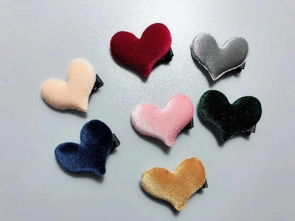 

Boutique 40pcs Fashion Cute Velvet Heart Hairpins Solid Candy Color Mini Heart Hair Clips Princess Headwear Hair Accessories