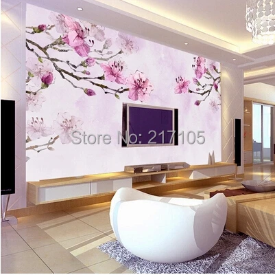 Free shipping large murals TV wall paper sofa background wall paper Watercolor style art wallpaper