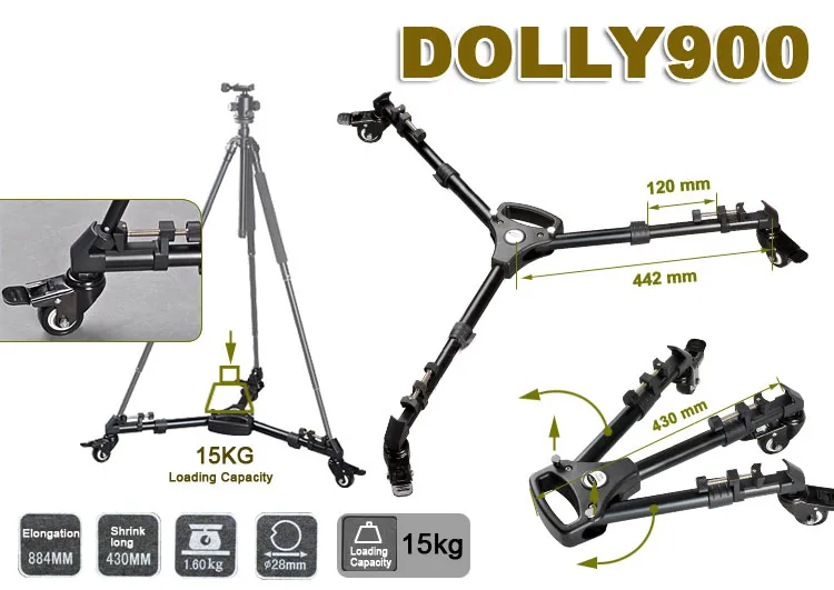 YT-900 Professional DV Camcorder Camcorder Tripod Caster  Rack Micro Film YT 900  3 Wheels Yunteng 900