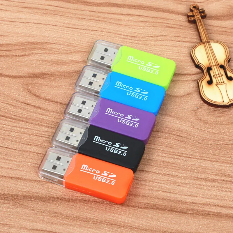 2PCS  Mini USB 2.0 Card Reader for Micro SD Card TF Card Adapter Plug and Play hub adapter for PC MP3 MP4 Player Tablet