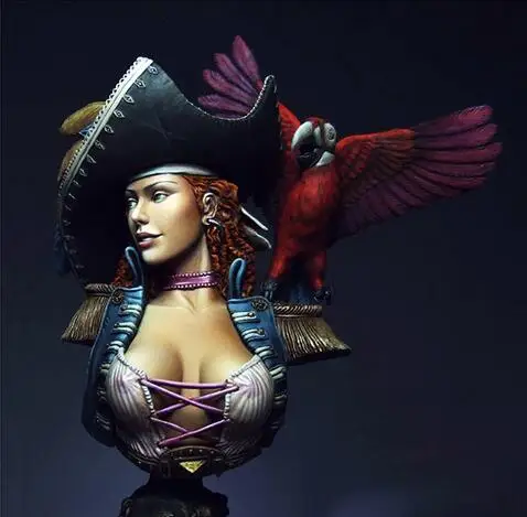 1/8 Resin Model Building Kit bust   Parrot and female pirate