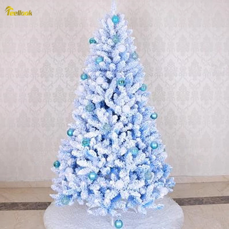 

Teellook 1.2m/5.0m blue flocking luminous Christmas tree Christmas day hotel shopping mall home decoration