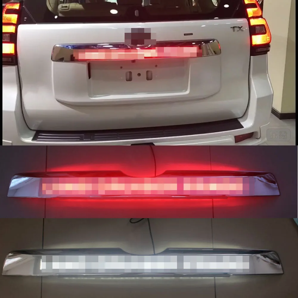 Car Chrome LED Trunk Lid Cover Braking Light Driving Light For Toyota Prado 150 Land Cruiser Prado FJ150  2018 Accessories