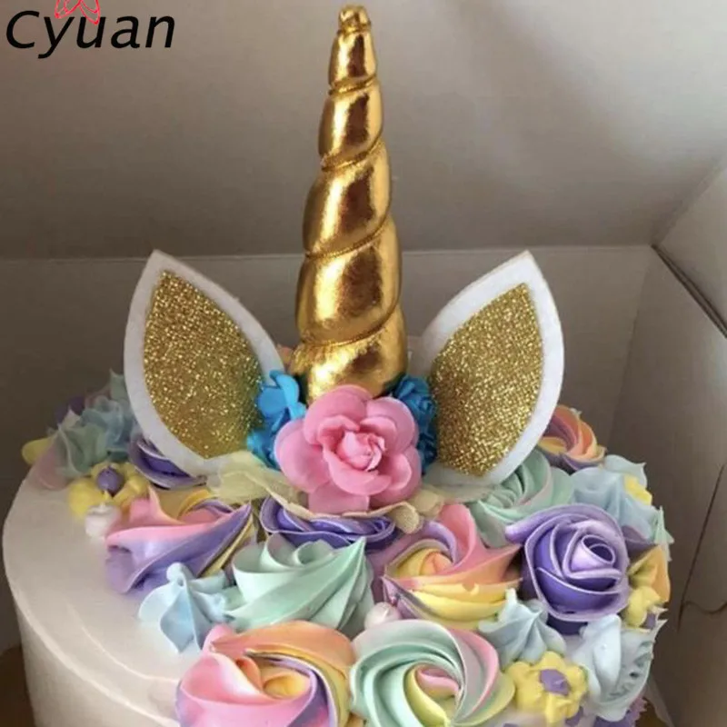 Cyuan Einhorn Geburtstagstorte Flügel Dekor Cartoon Einhorn Kuchen Topper Geburtstag Party Dekoration Kinder Cupcake Wrapper Kuchen Topper