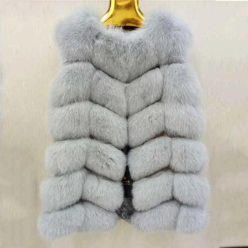 

JKP* 2018 Autumn Winter New 100% Fox Fur Grass Vest Waistcoat Long Six Section Slim Slim