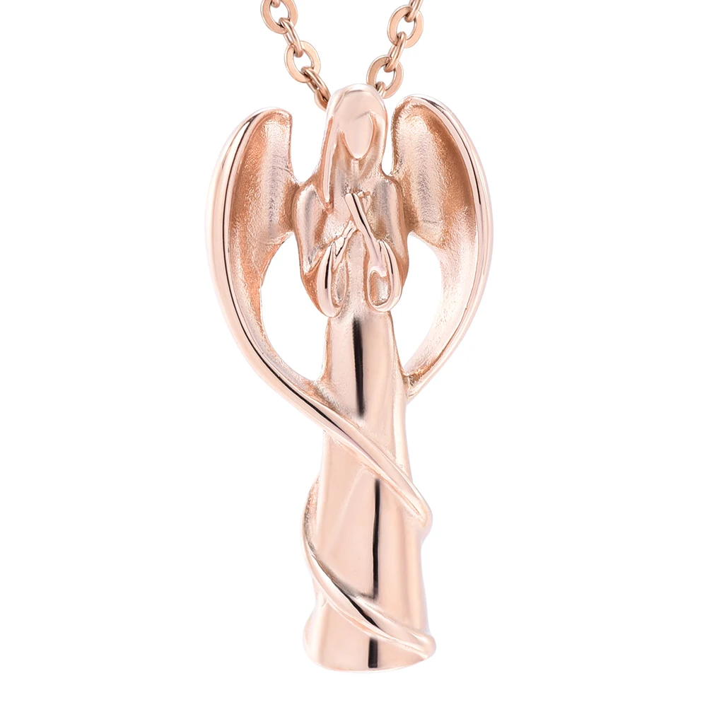 IJD9739 Angel Wing Wrapped Fariy Stainless Steel Cremation Jewelry Hold Loved Ones Ashes Keepsake Cremation Urn Necklace