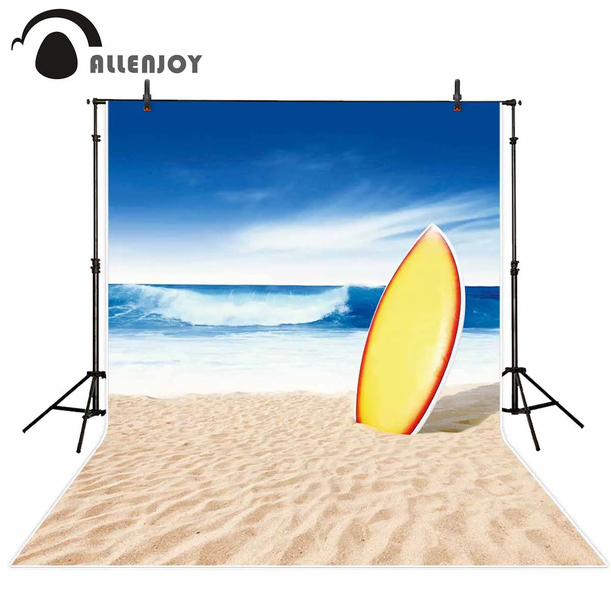 

Allenjoy Photography Backdrop Tropical Summer Ocean Beach Surfboard Background Waves Sea Sand Holiday Sky for Photo Studio