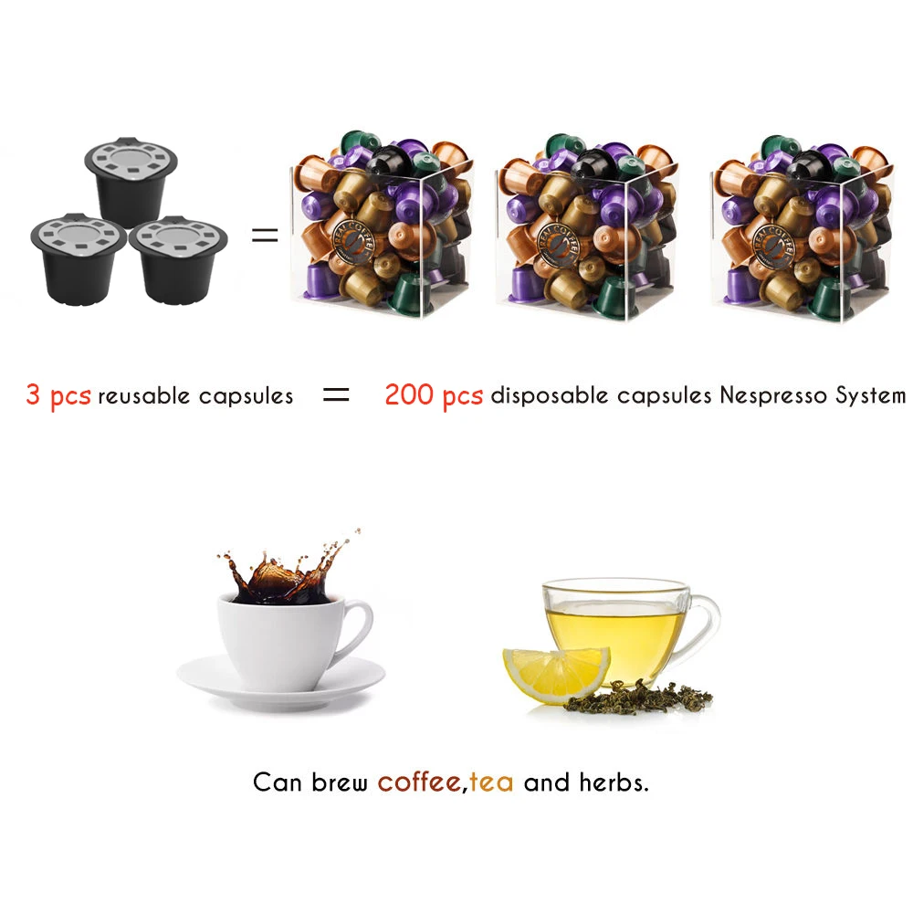 iCafilas Reusable Refillable Nespresso Coffee Capsule With Plastic Filter Pod Birthday Gift 20ML Filters Kitchen Dining Bar