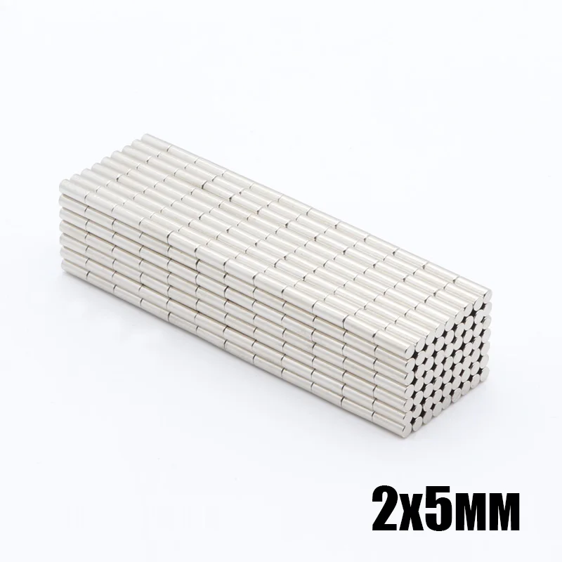 500pcs 2x5 mm Strong Neodymium Magnet N35 NdFeB Diametrically High Temp Small Round Magnetic Fridge Magnets 2mm x 5mm DIY Craft