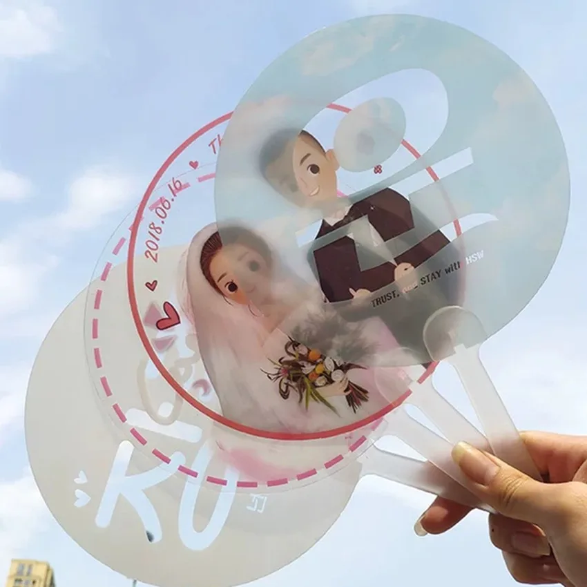 Customized Logo printing 100pcs/lot Advertising Transparent Plastic Hand Fan for Promotion Cool PP hand fan for Wedding Gift