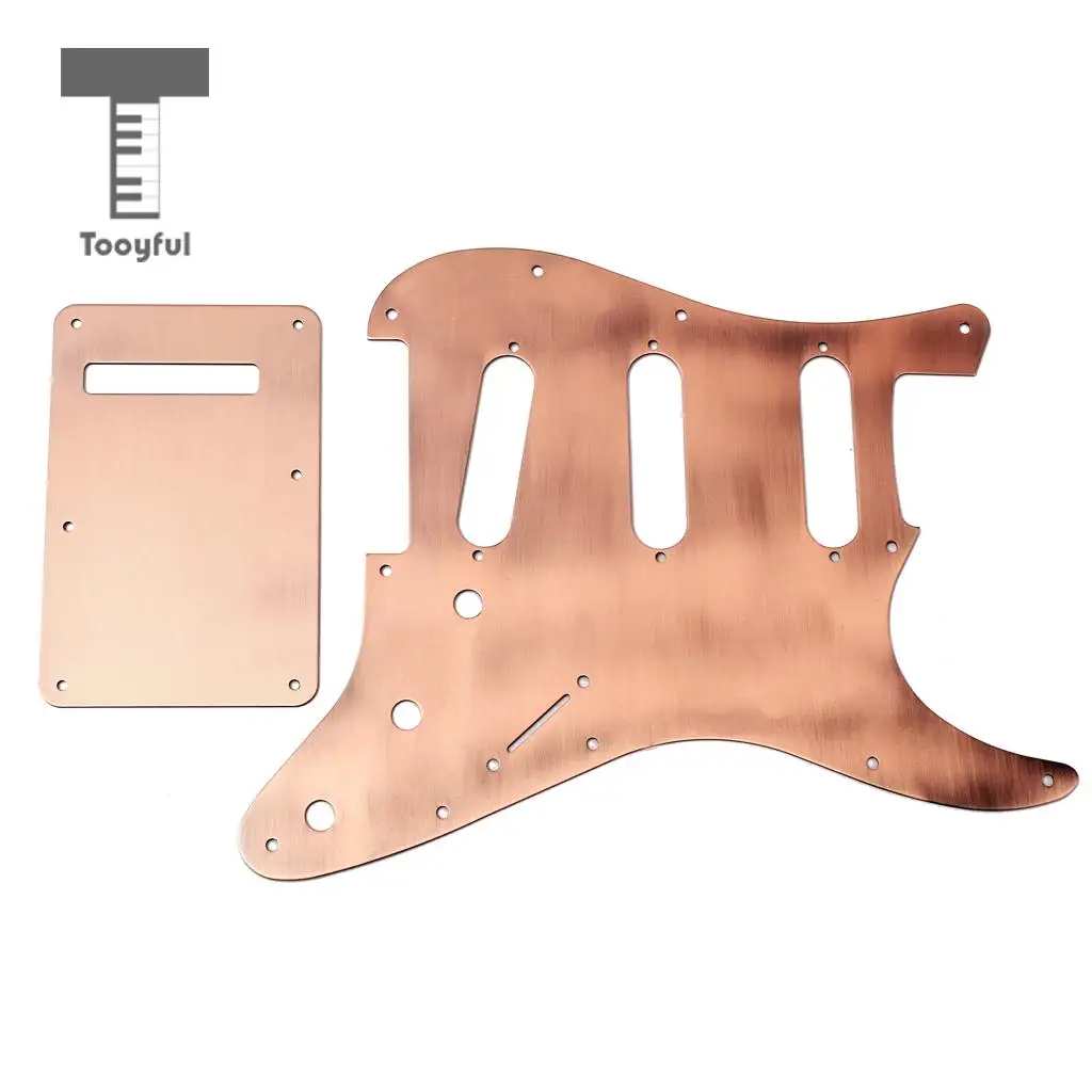 Tooyful Newest Aluminum Alloy SSS Acoustic Guitar Pickguard Shield w/ Standard Backplate for ST Electric Guitar Accessory Copper