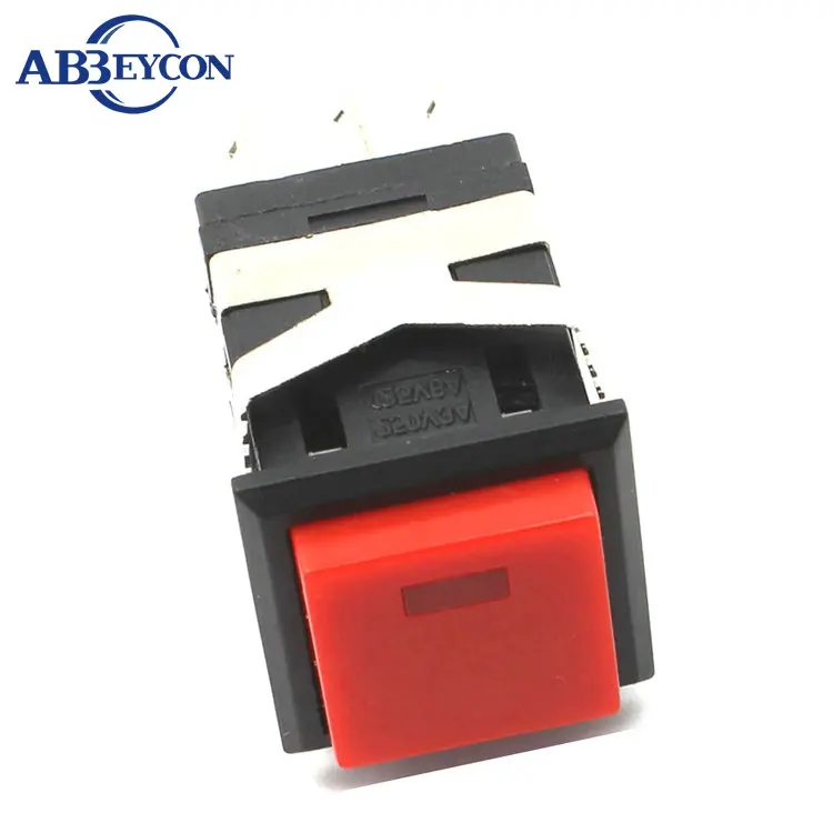 

KD2-21 ON-ON self-locking square white housing red or green led push button switch