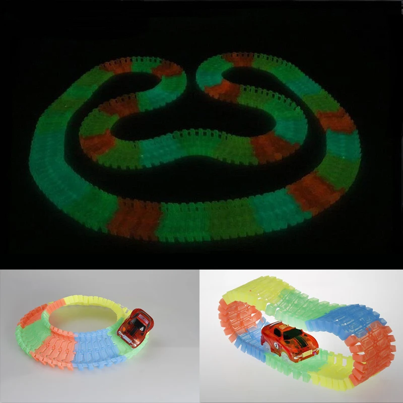 Big Size Magical Glow Racing Track Set Track Car Flexible Glowing Tracks Toy 162/165/220/240 Race Track With Retail Box Gifts