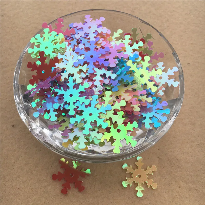 400PCS 19mm Snowflake Sequins Paillette Sewing Christmas Sequin Embellishment Findings wedding Decoration Clothes Accessories