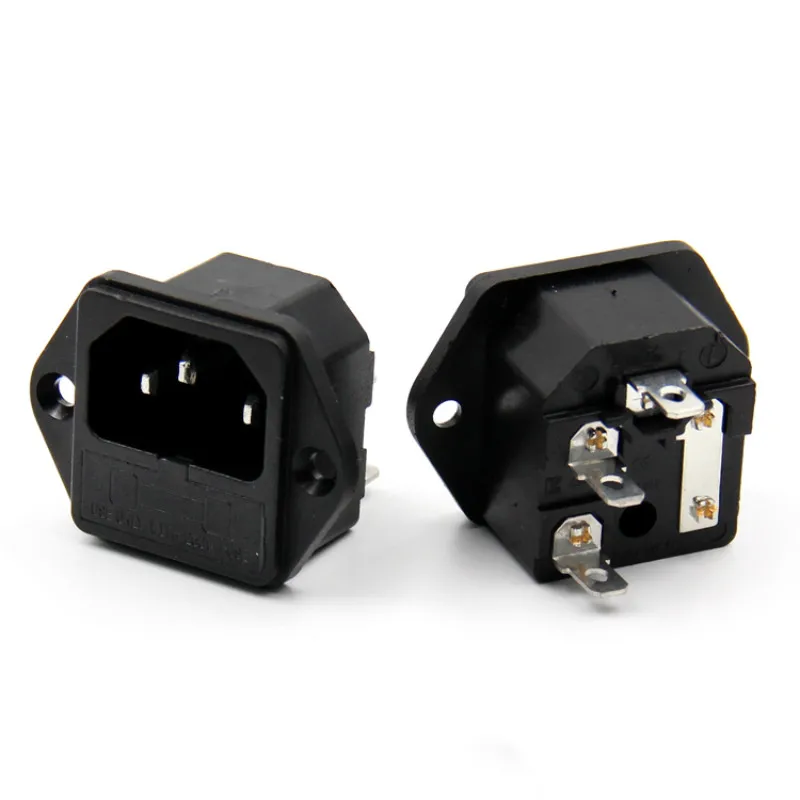 新しいパネルマウント3ピンiec 60320 C14入口オス電源プラグ15A ac 250v w/ヒューズホルダー