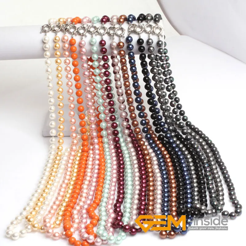 10mm multicolor shell pearl necklace natural shell pearl beads necklace DIY jewelry for women for gift wholesale !