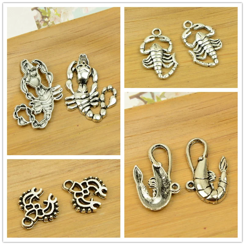 ocean animal shape pendant sea shrimp/lobster/scorpion charm diy jewerly finding accessories man bracelet necklace free shipping