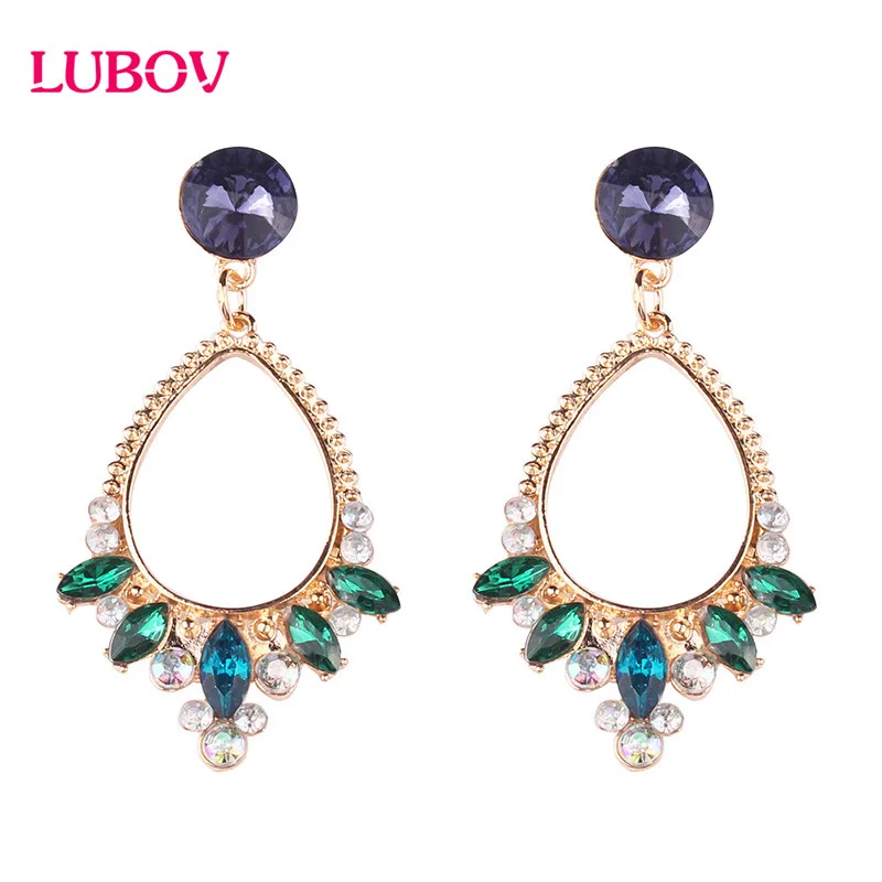 Beautiful Fashion Flower Crystal Drop Earrings Jewelry Full Austrian Rhinestone Crystal Drop Earrings for Women Gift New