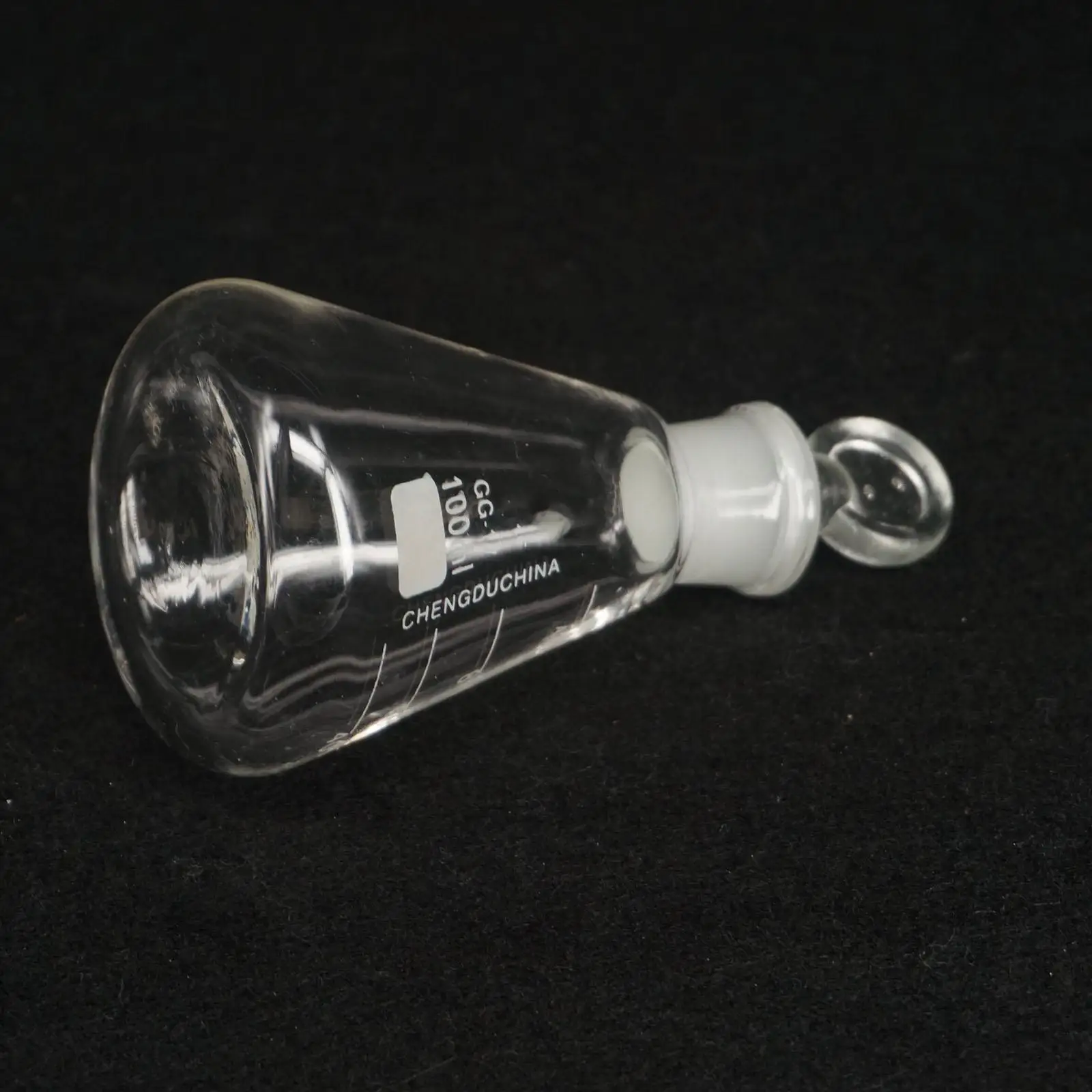 Frasco cónico erlenmeyer do vidro de borosilicate do laboratório 100ml com rolha moída