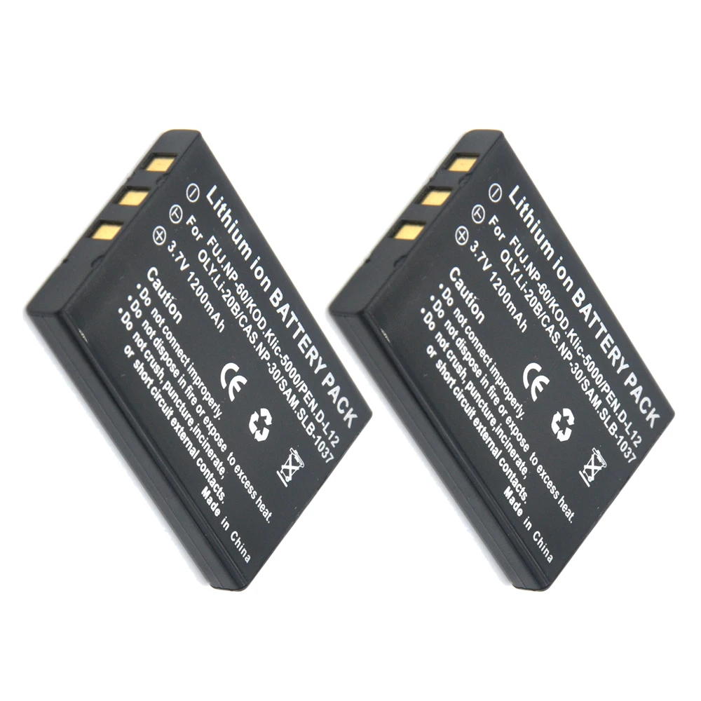 2 sztuk 1200 mAh NP-60 FNP-60 NP60 SLB 1137 1037 CNP-30 K5000 D-Li2 Li-20B baterii dla Fujifilm F50I F501 F401 f402 ZOOM F410 F601