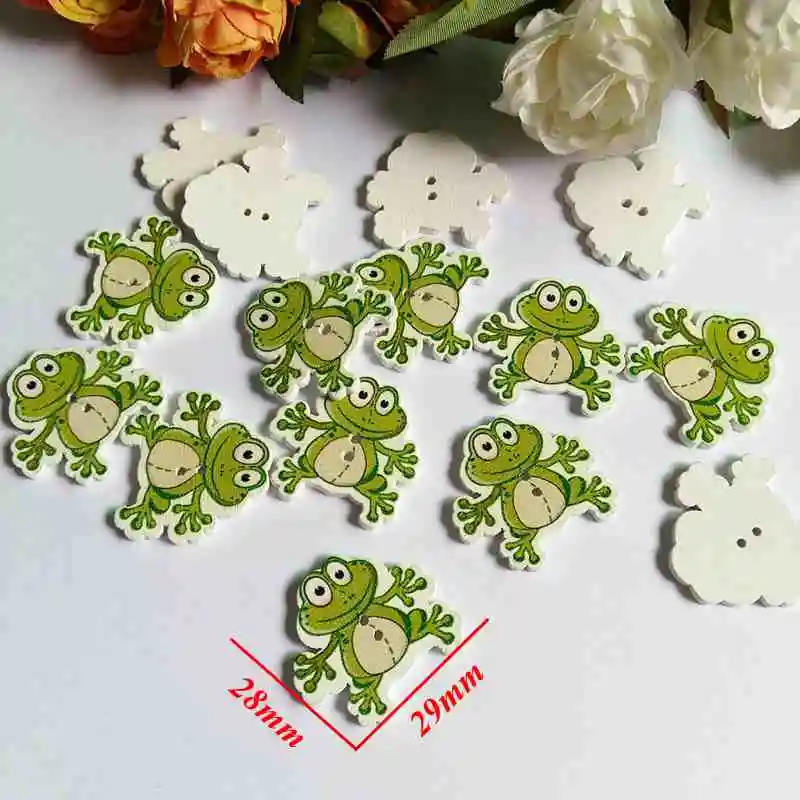 50pcs frog Wooden Buttons for Crafts Sewing Scrapbooking Decorative Supplies Scrapbooking Accessories