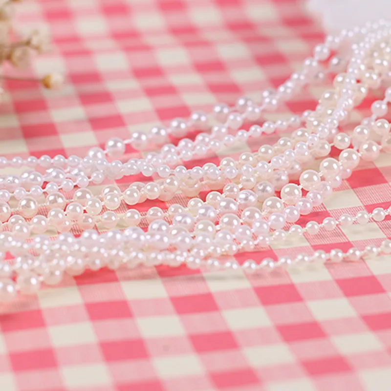 5M/lot Imitation Pearl Beads Line Chain Trim pearls for crafts DIY Wedding Bride Bouquet Decoration Jewelry Findings Accessories