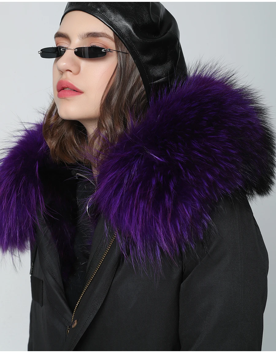Echter Pelzmantel Winterjacke Damen Langer Parka Wasserdicht Großer Natürlicher Waschbärpelzkragen Kapuze Dick Warm Echter Fuchspelz-Futtermantel – Detail 27