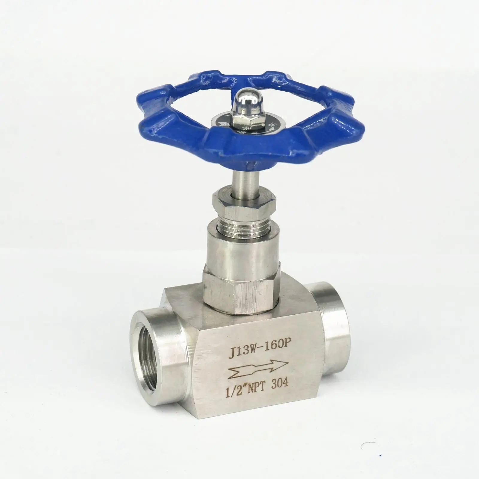 

1/2" NPT Female Needle Valve Flow Control 304 Stainless Steel With Blue Handle 2285 PSI