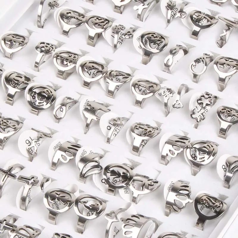 Wholesale 50pcs    Fashion unisex silver ring  mixed styles Rings Fashion Jewelry