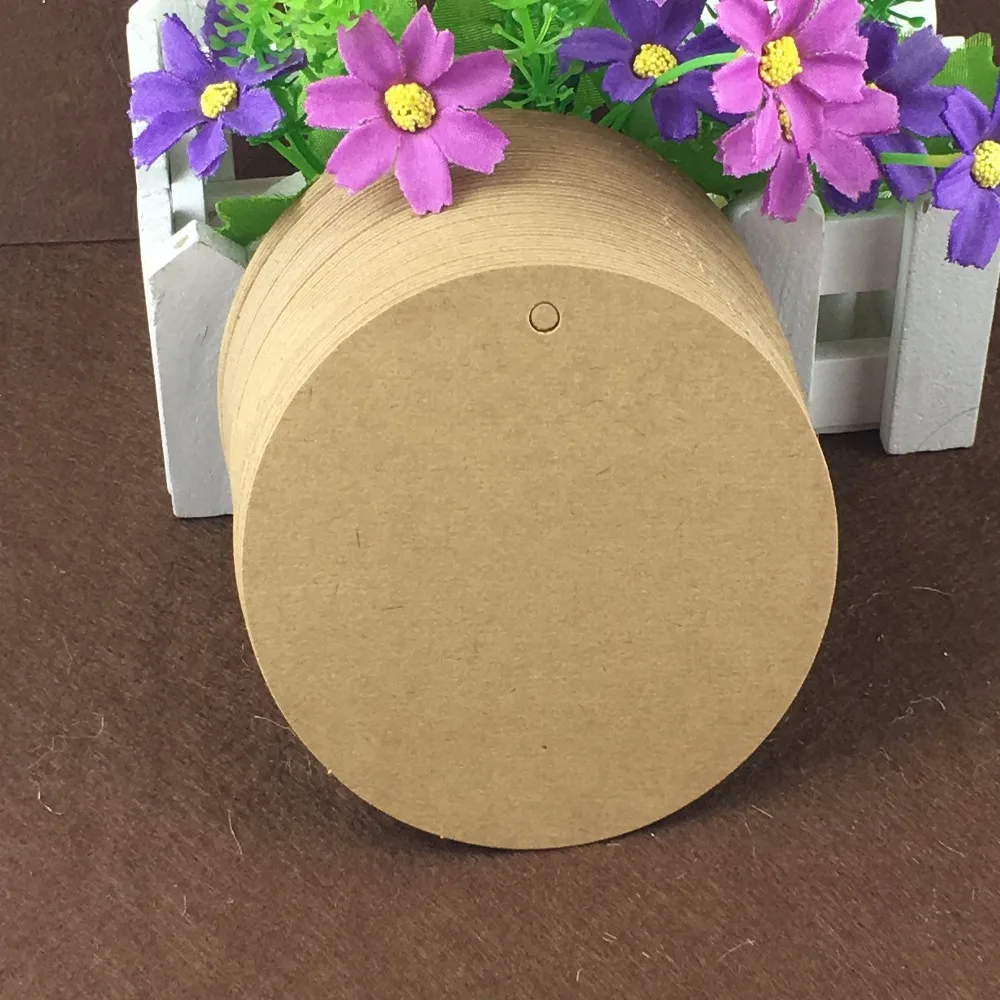 10x10cm 200pcs/lot Wedding Round Kraft Packing Label Kraft Tag Custom Cardboard Price Tags Party Etiquette Mariage