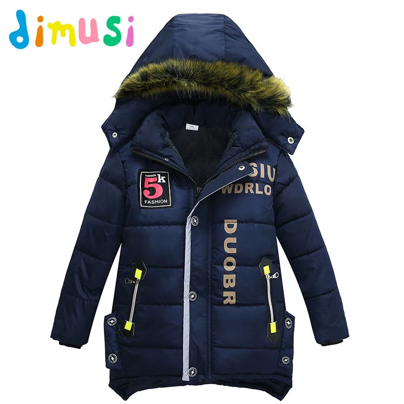 DIMUSI Boy's Down Parkas Winter Warm Boys Fur Cotton Thick Hooded Coats Children Outerwear Windbreaker Padded Jackets 8Y