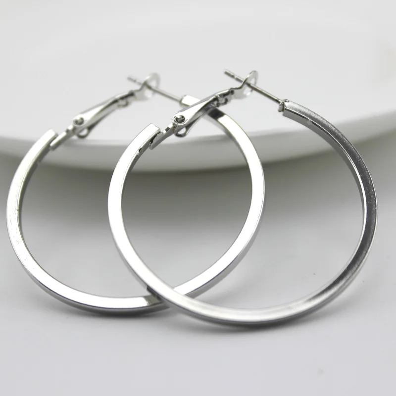 Fashion Gold/ Silver Plated 40 50 60mm Simple Big Circle Hoop Earring for Women Jewelry