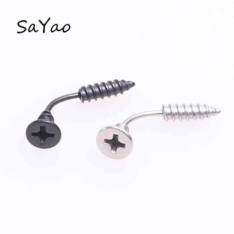 SaYao 1Piece 14G 1.6mm Bar Stainless Steel Punk Screws Belly Ring Screw Belly Button Rings Navel Body Piercing jewelry