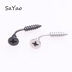 SaYao 1Piece 14G 1.6mm Bar Stainless Steel Punk Screws Belly Ring Screw Belly Button Rings Navel Body Piercing jewelry