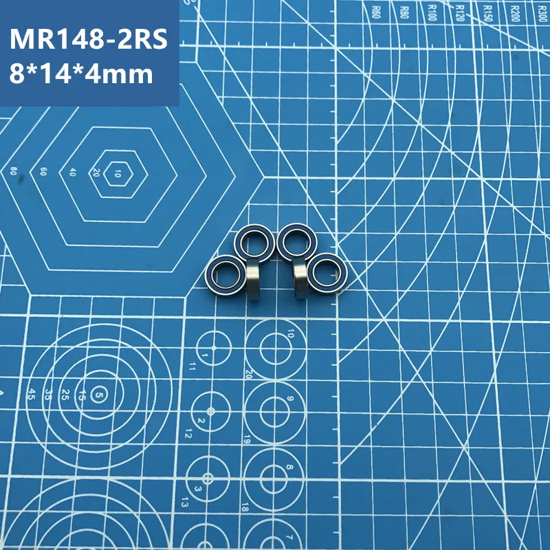 Free Shipping High quality 50PCS MR148-2RS (BLUE) 8*14*4 mm Miniature deep groove Ball Bearings MR148 RS L1480 MR148