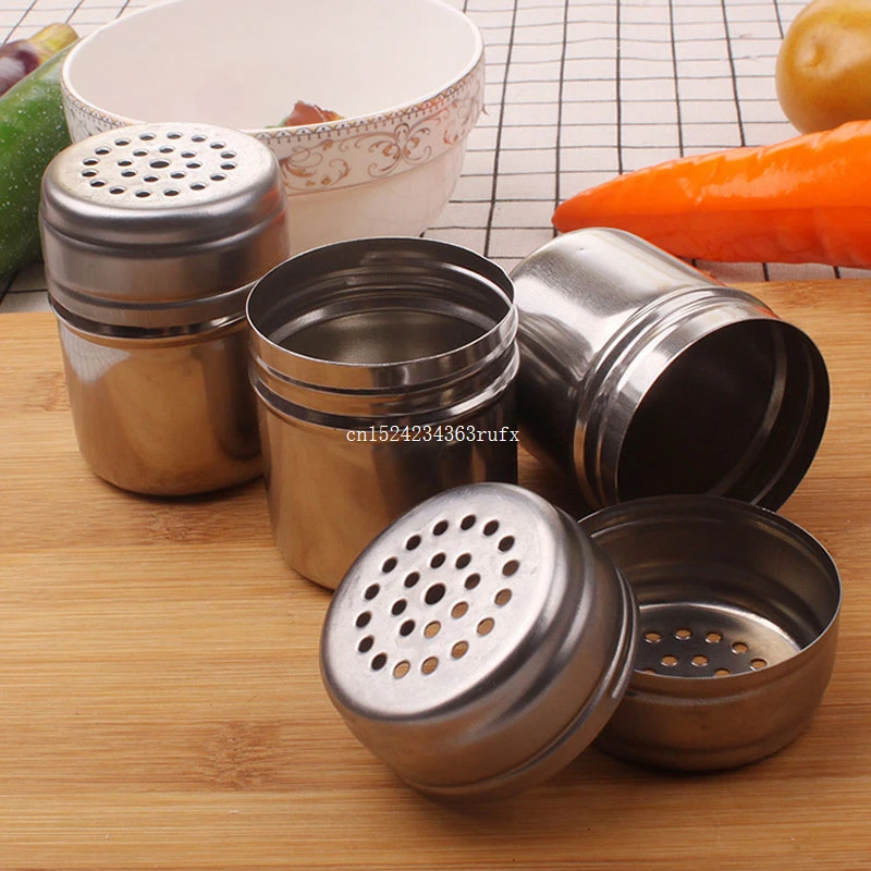 300 Pcs Spice Pepper Shaker Seasoning Can Spice Bottles Pepper Sugar Dispenser Spice Jar Stainless Steel Salt Sugar Bottle