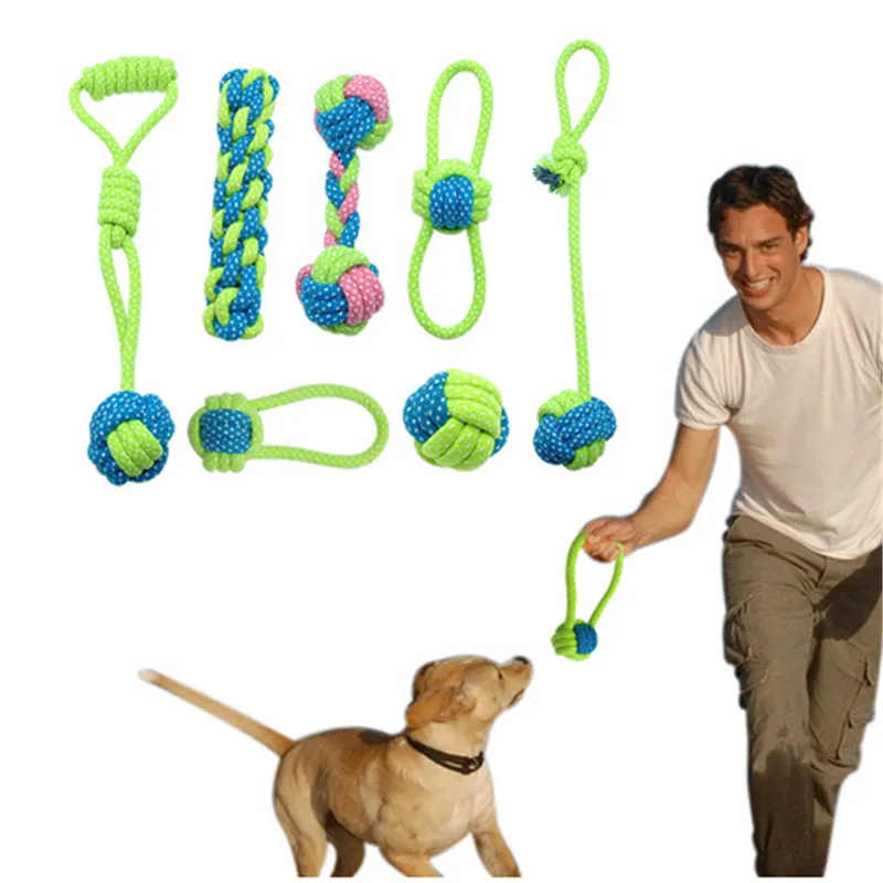 

Pet Supply Dog Toys Dogs Chew Teeth Clean Outdoor Training Fun Playing Green Rope Ball Toy For Large Dog Small Dog