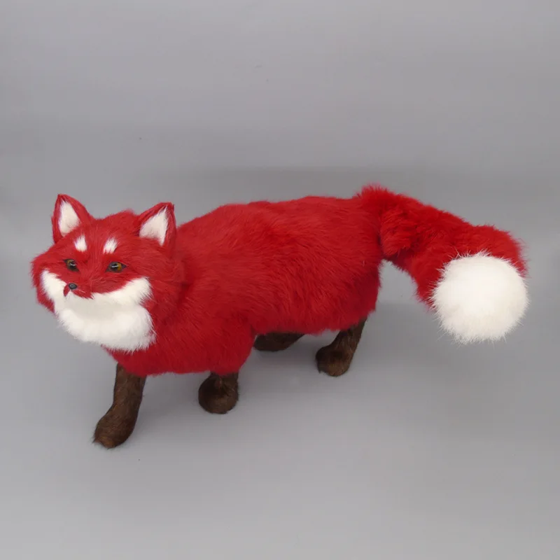 

large 55x23cm simulation fox polyethylene&fur red standing fox model prop handicraft home decoration gift b1700